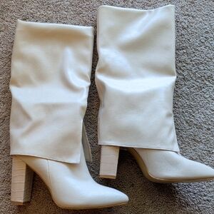 Women's Ivory Slouch Block Heel Boots